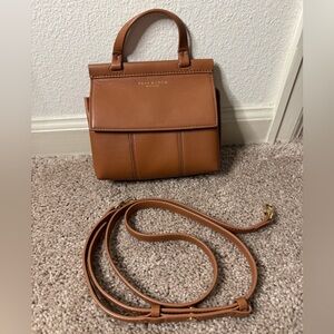 Tory Burch Chestnut Leather Mini Top-Handle Crossbody